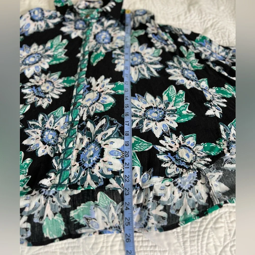 Free People Boho Floral Pheasant Long Sleeve Button Down Shirt - Picture 9 of 10